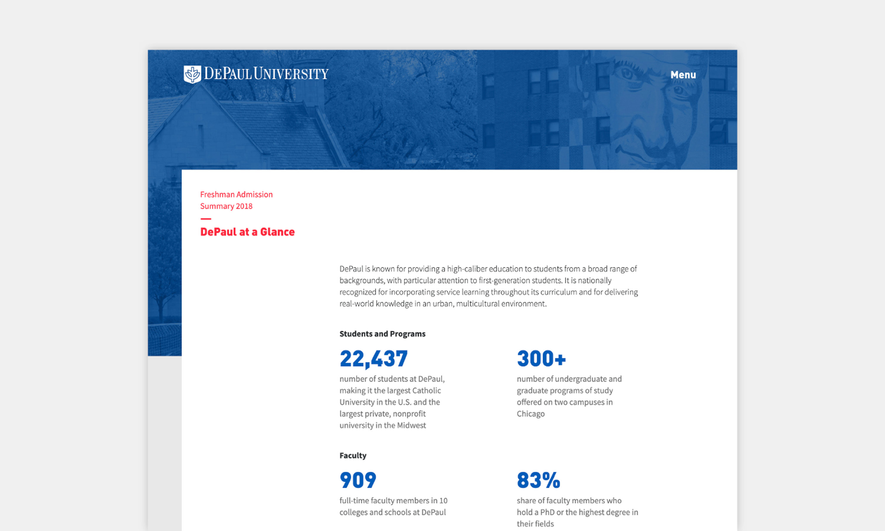 Multiple Inc, Depaul University, Freshman Admission Summary